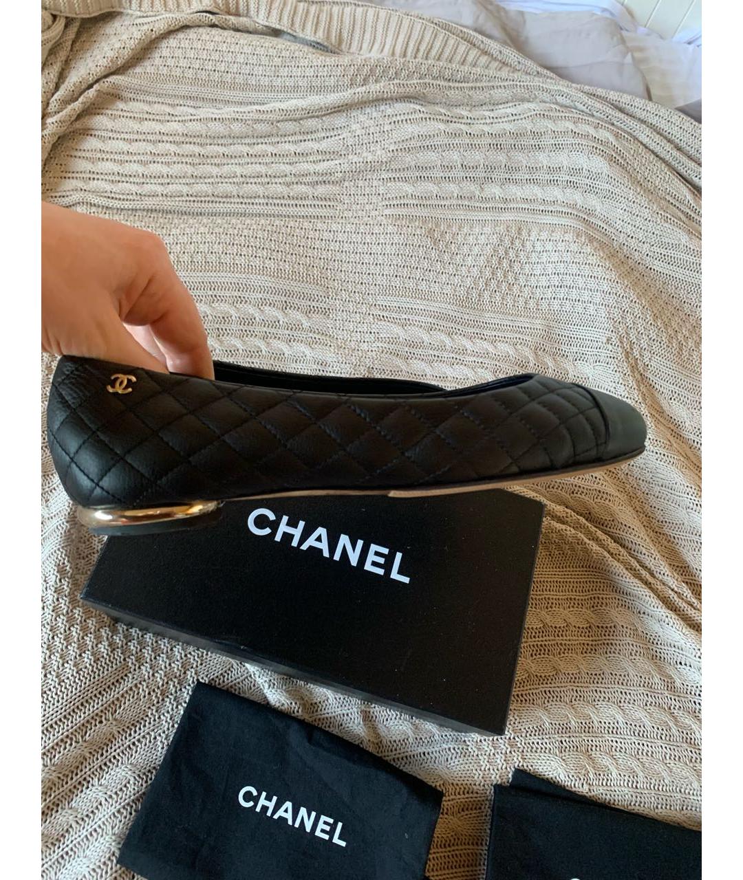 CHANEL Черные кожаные балетки, фото 8