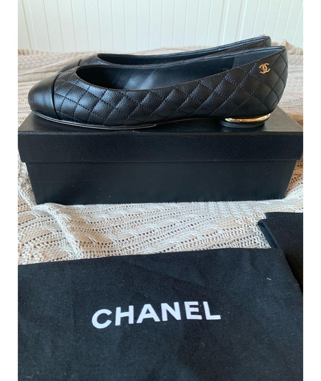 CHANEL Черные кожаные балетки, фото 9