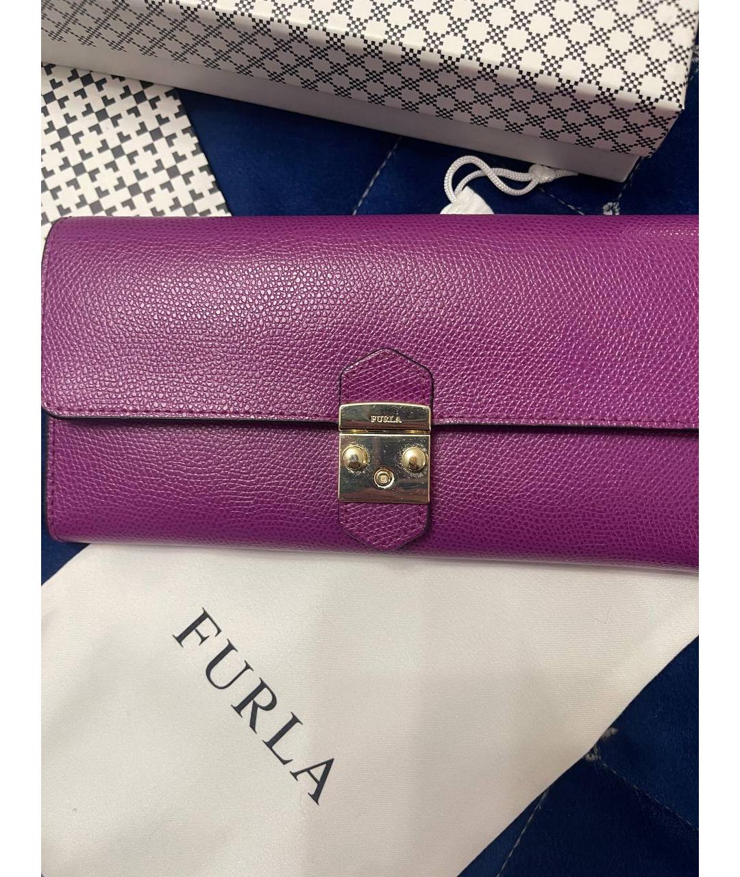 FURLA Фиолетовый кожаный кошелек, фото 6