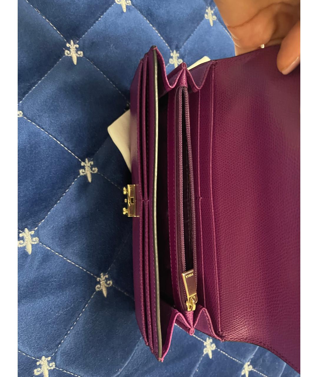 FURLA Фиолетовый кожаный кошелек, фото 6
