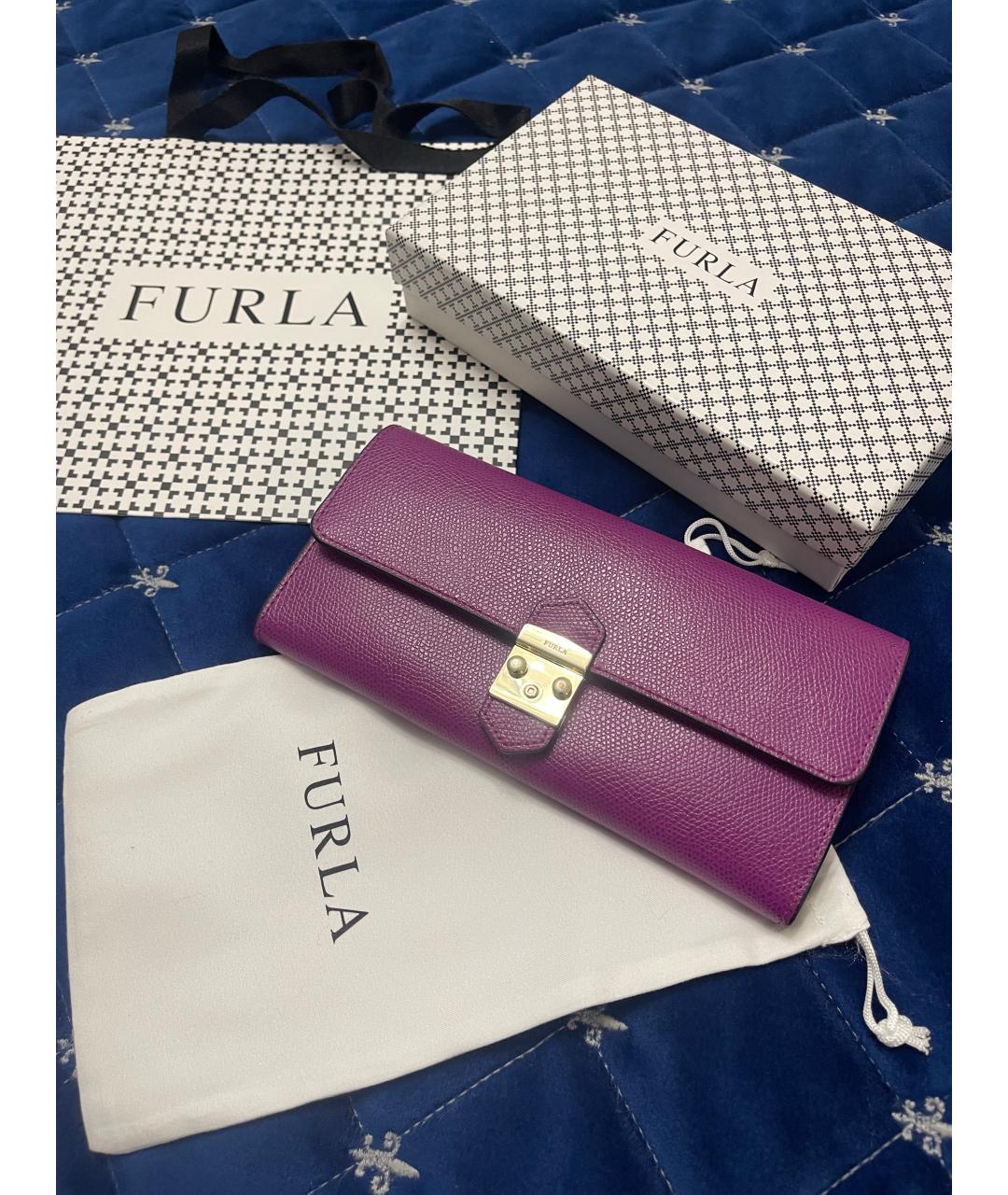 FURLA Фиолетовый кожаный кошелек, фото 7
