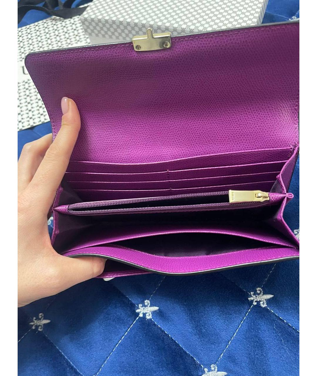 FURLA Фиолетовый кожаный кошелек, фото 3
