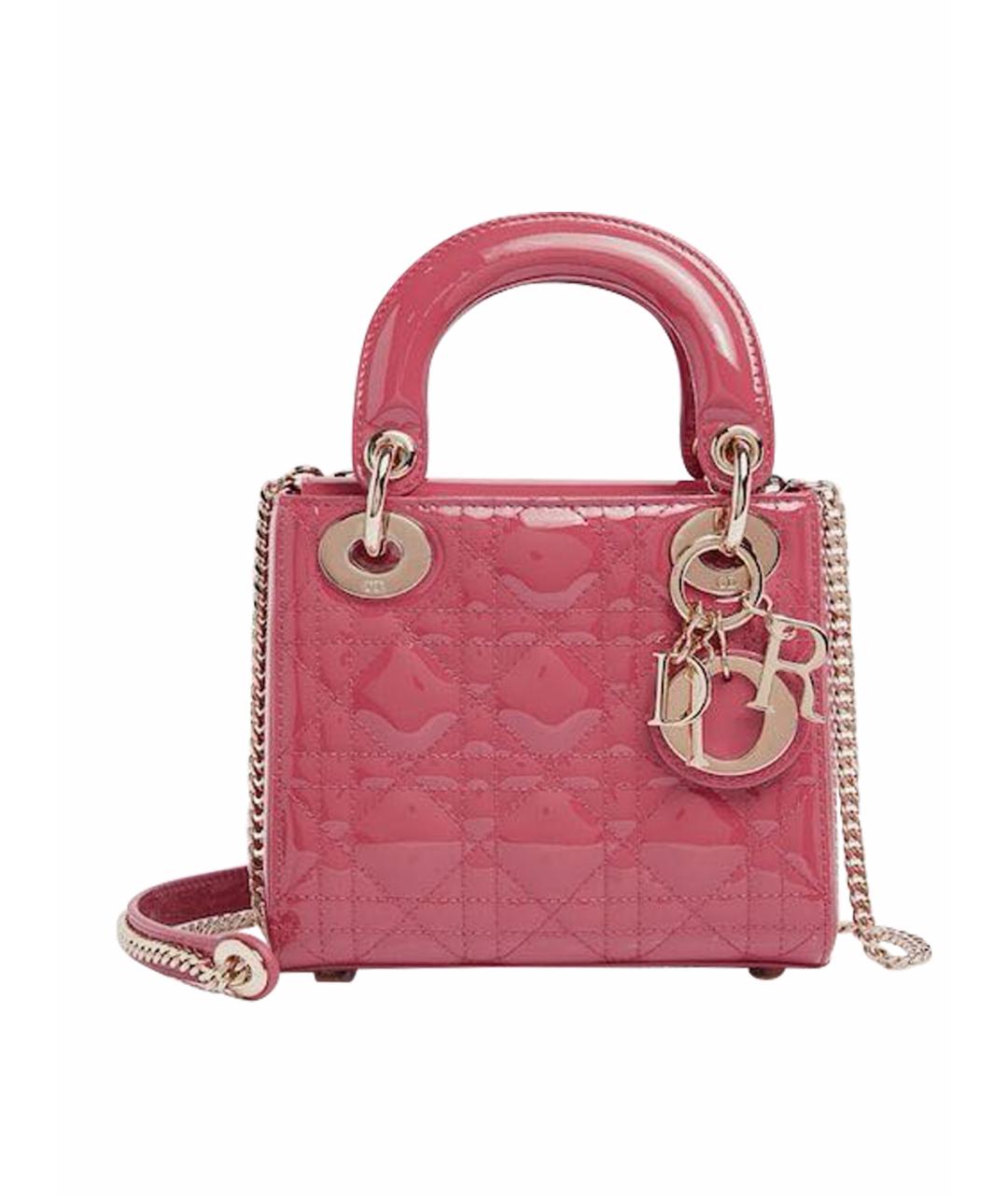 CHRISTIAN DIOR Коралловая сумка с короткими ручками из лакированной кожи, фото 1