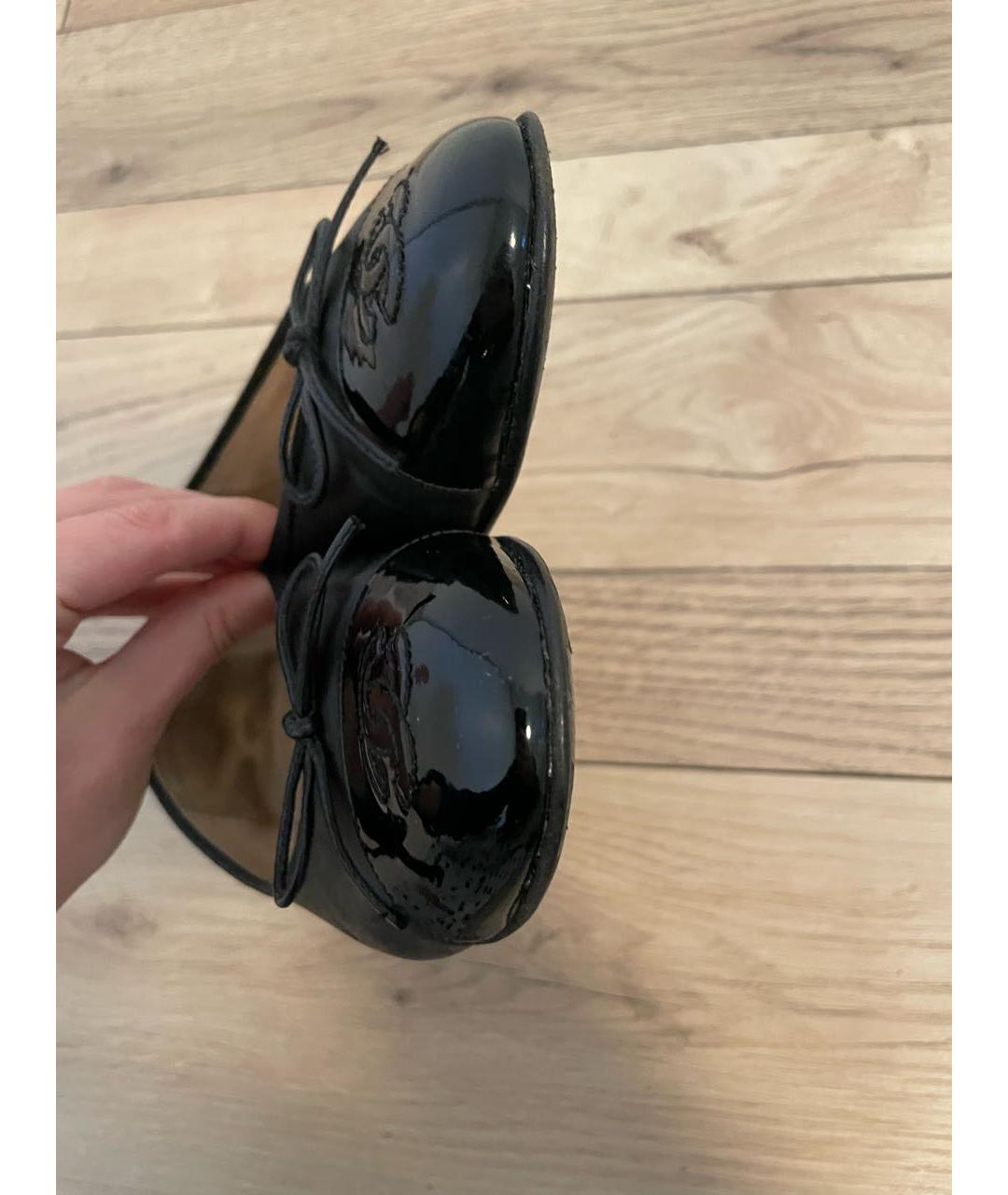 CHANEL Черные кожаные балетки, фото 5