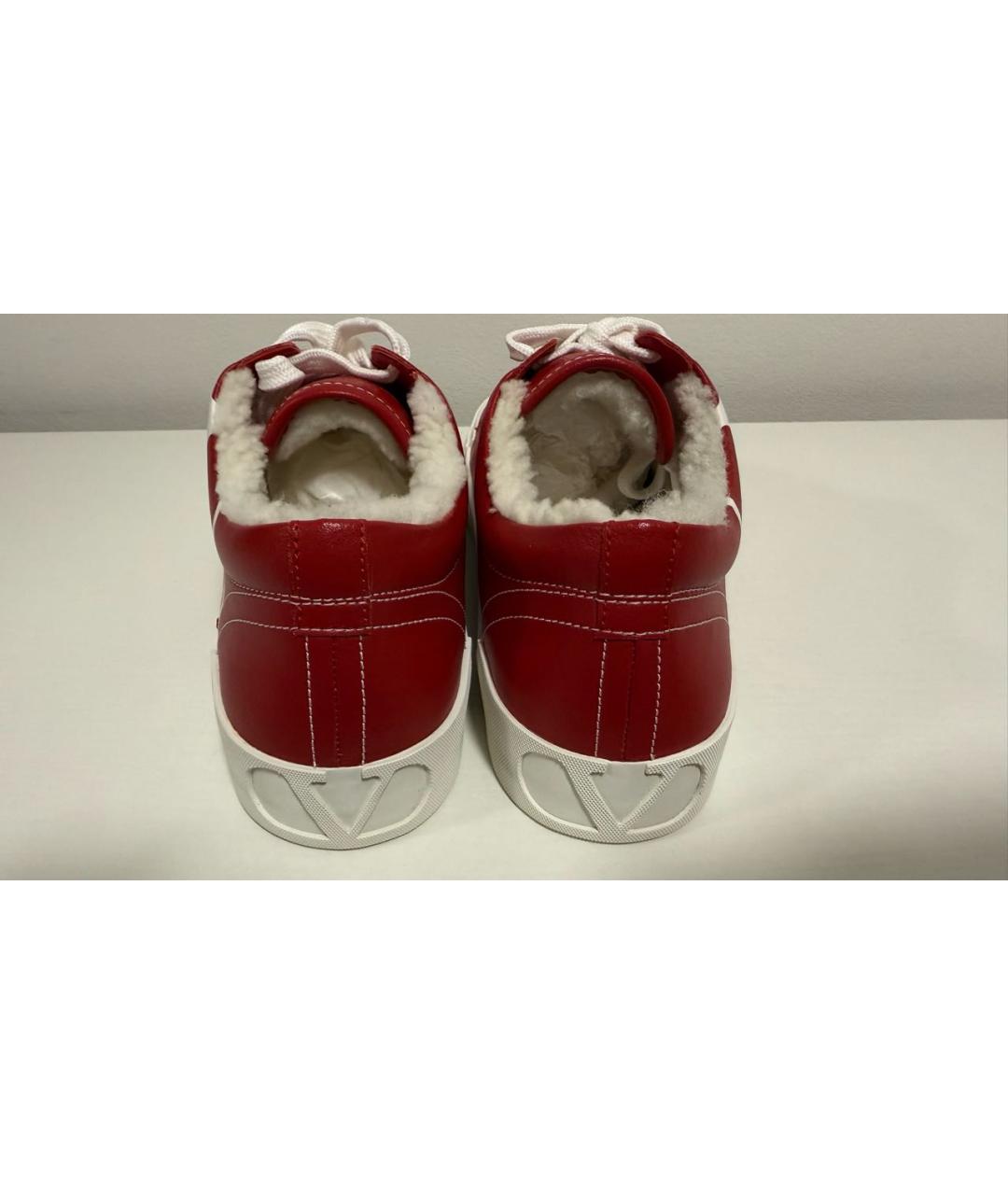 VALENTINO Красные кожаные кроссовки, фото 4