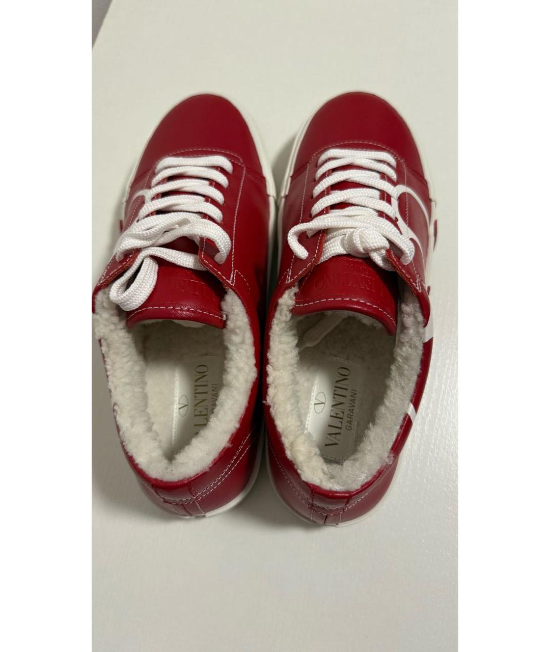 VALENTINO Красные кожаные кроссовки, фото 3