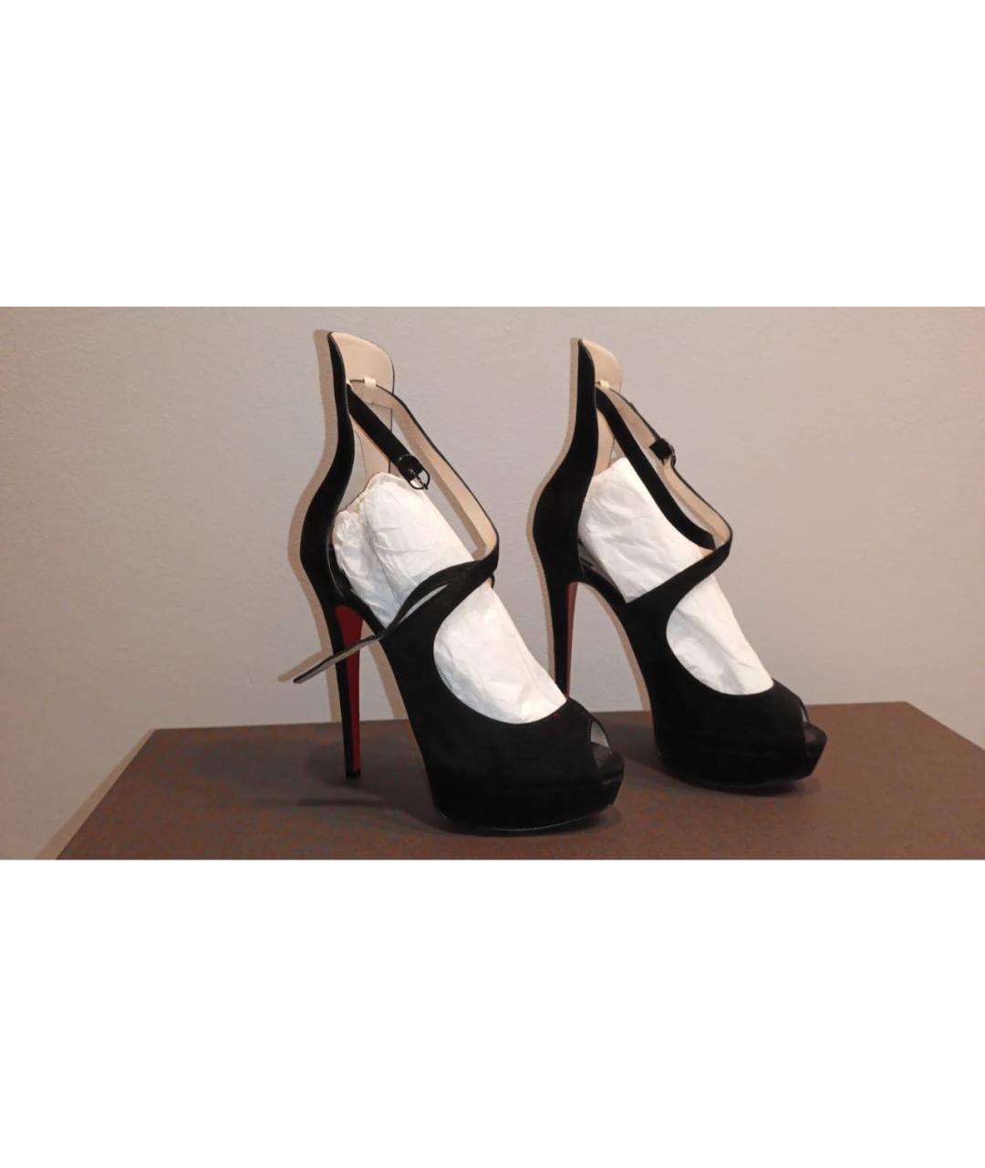 CHRISTIAN LOUBOUTIN Черные замшевые босоножки, фото 5