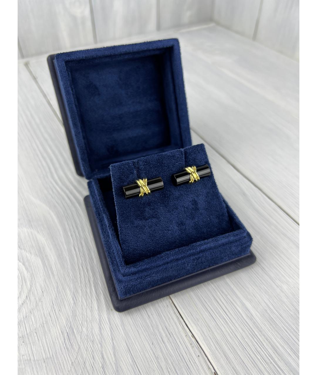 TIFFANY&CO Черные запонки из желтого золота, фото 2