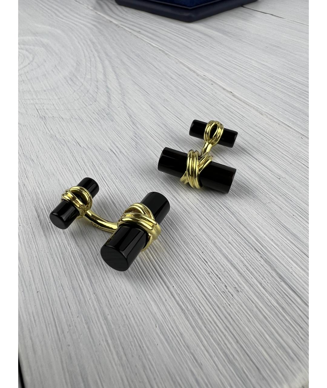 TIFFANY&CO Черные запонки из желтого золота, фото 4