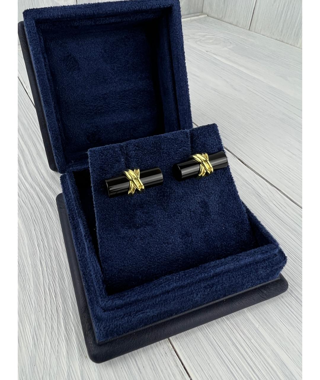 TIFFANY&CO Черные запонки из желтого золота, фото 3