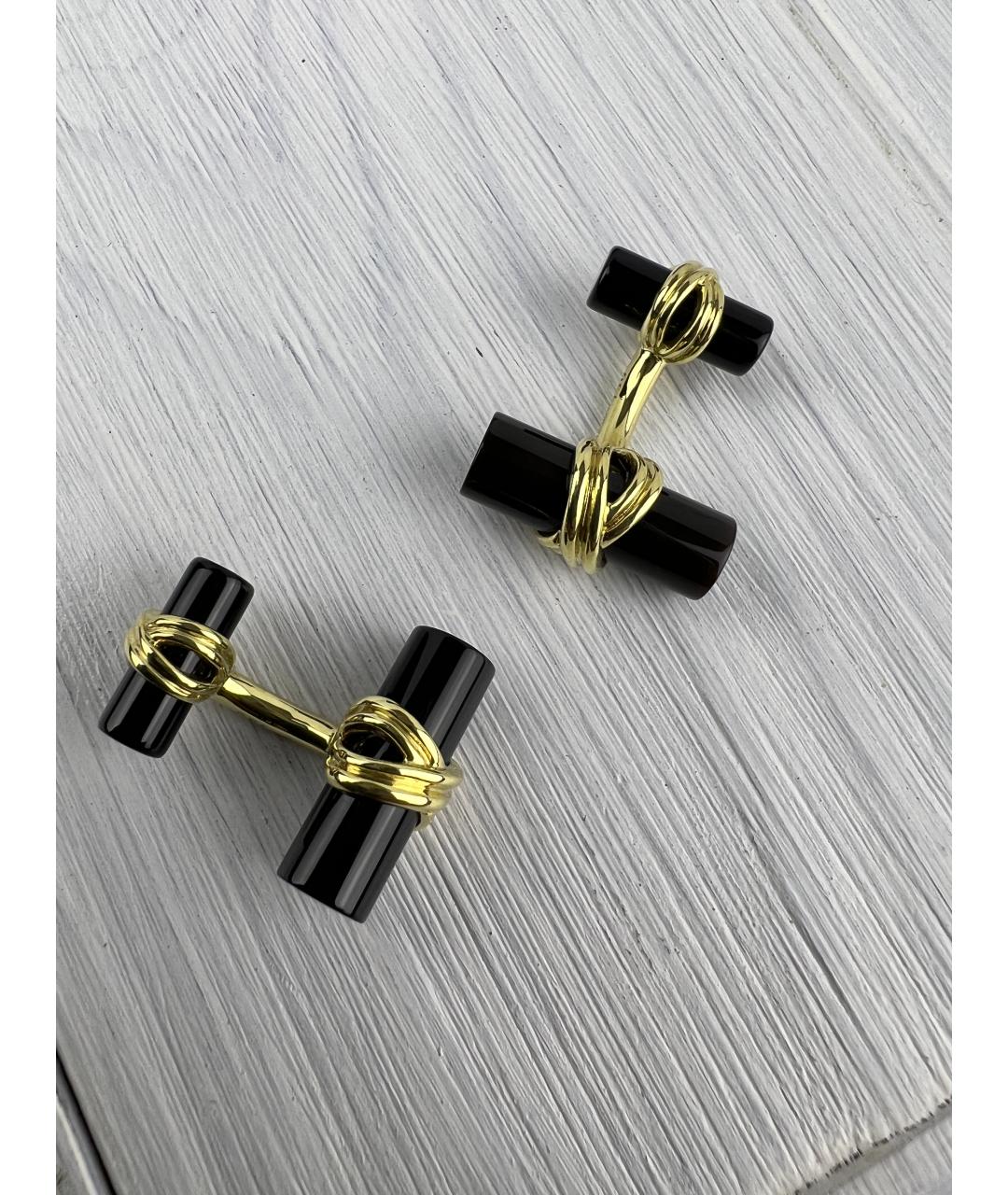 TIFFANY&CO Черные запонки из желтого золота, фото 5