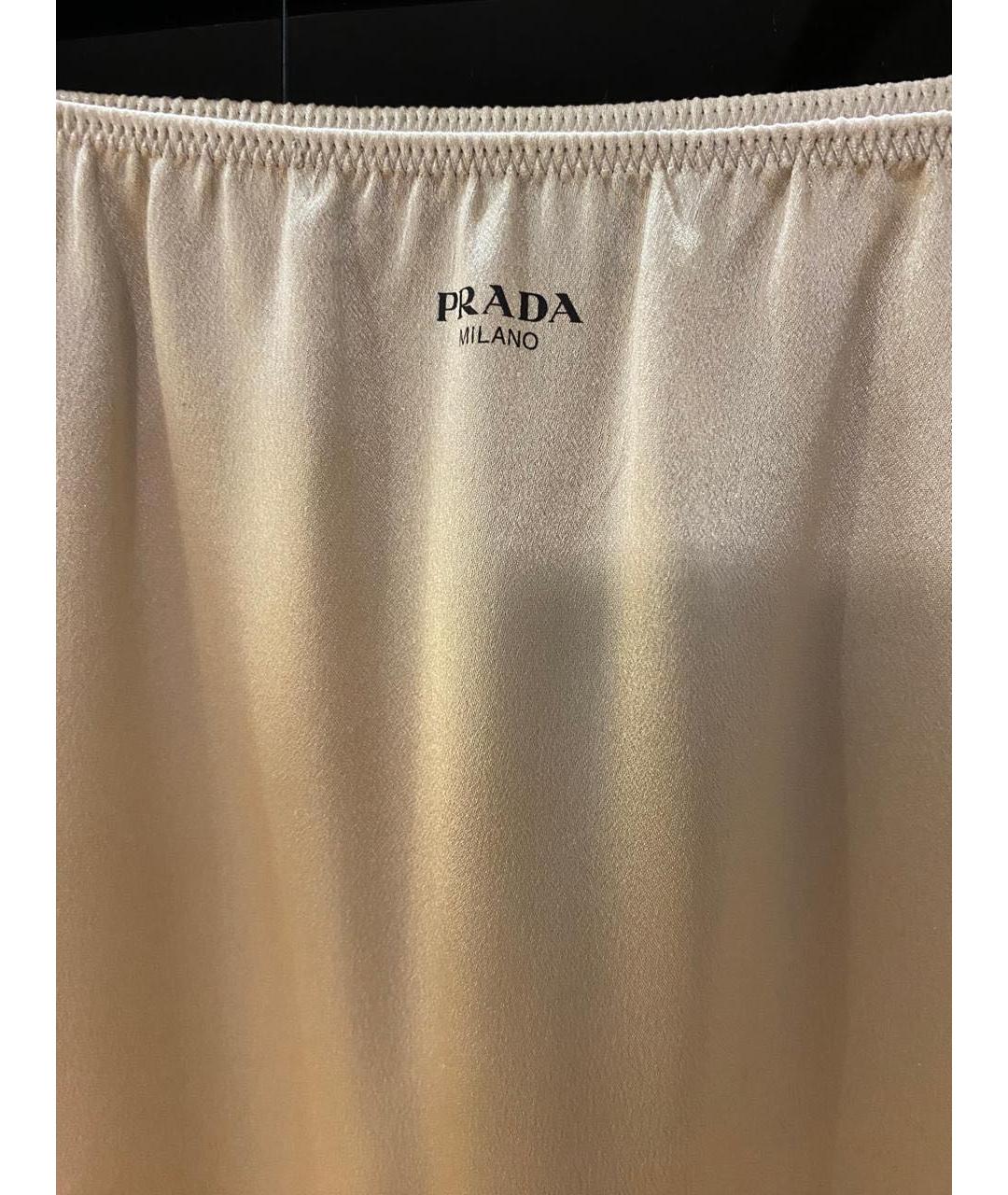 PRADA Бежевая шелковая юбка миди, фото 6