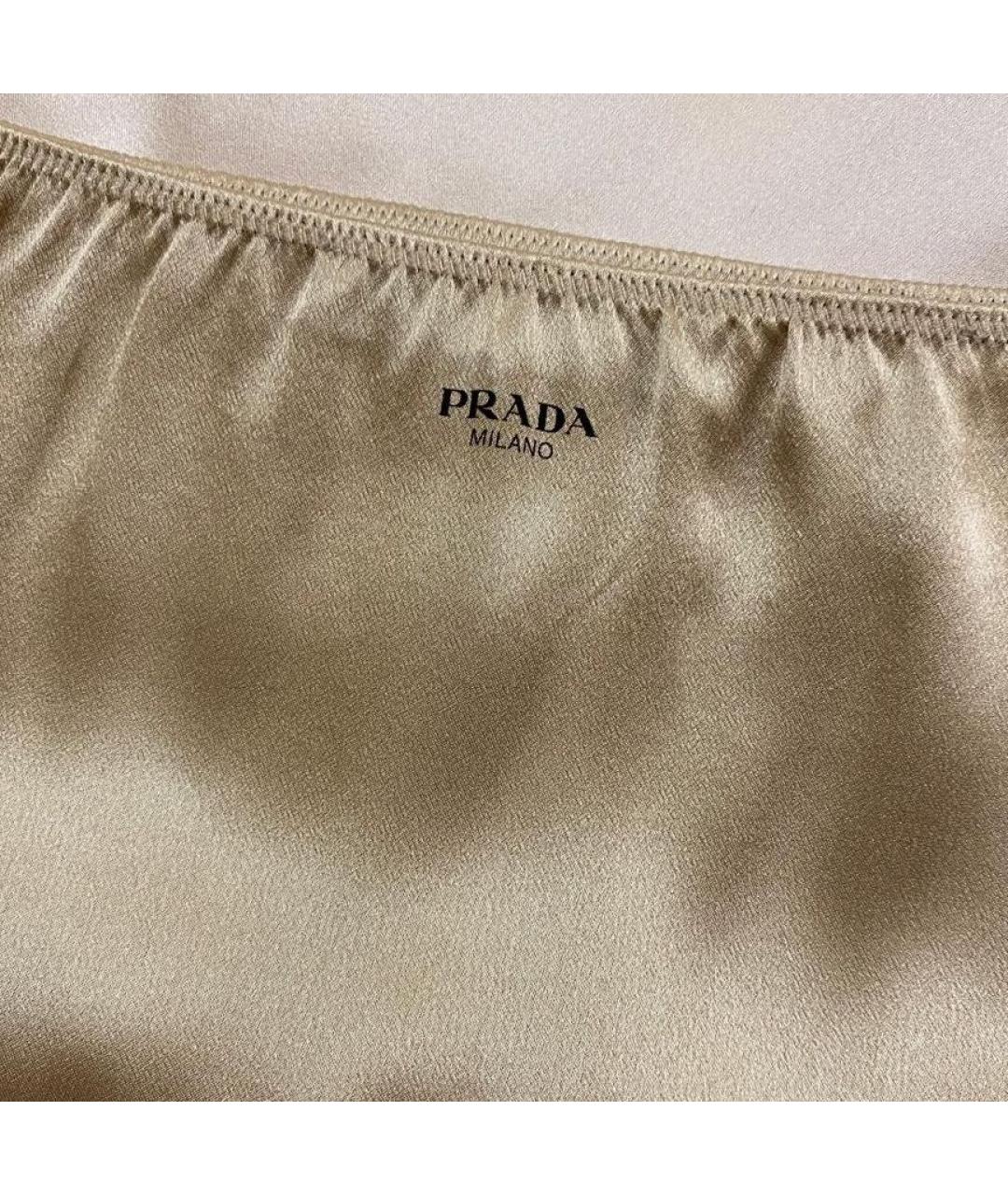 PRADA Бежевая шелковая юбка миди, фото 3