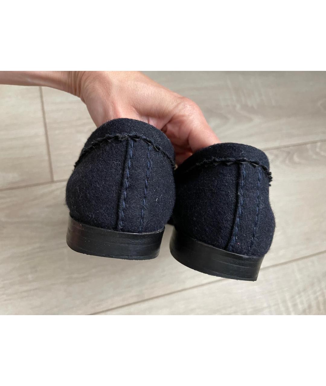 CHANEL Темно-синие текстильные лоферы, фото 7