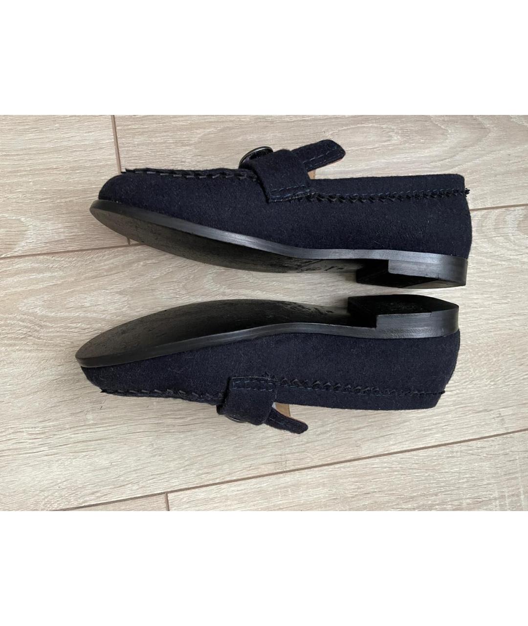 CHANEL Темно-синие текстильные лоферы, фото 4