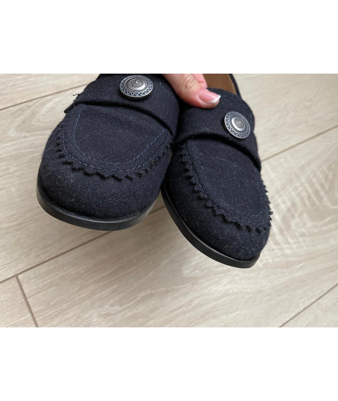 CHANEL Темно-синие текстильные лоферы, фото 3