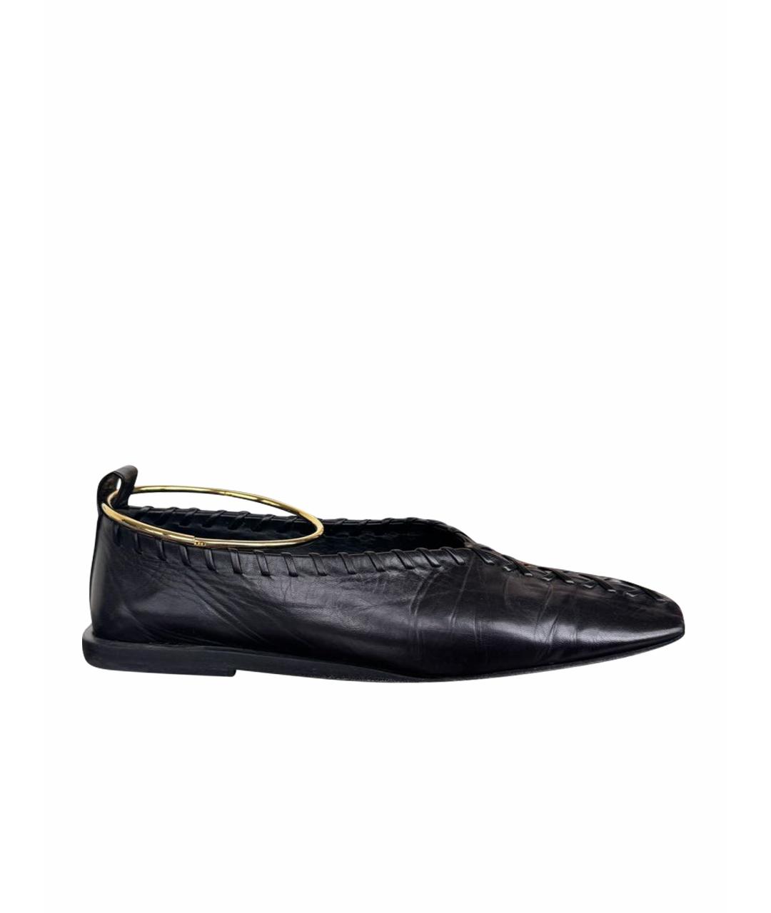 JIL SANDER Черные кожаные балетки, фото 1