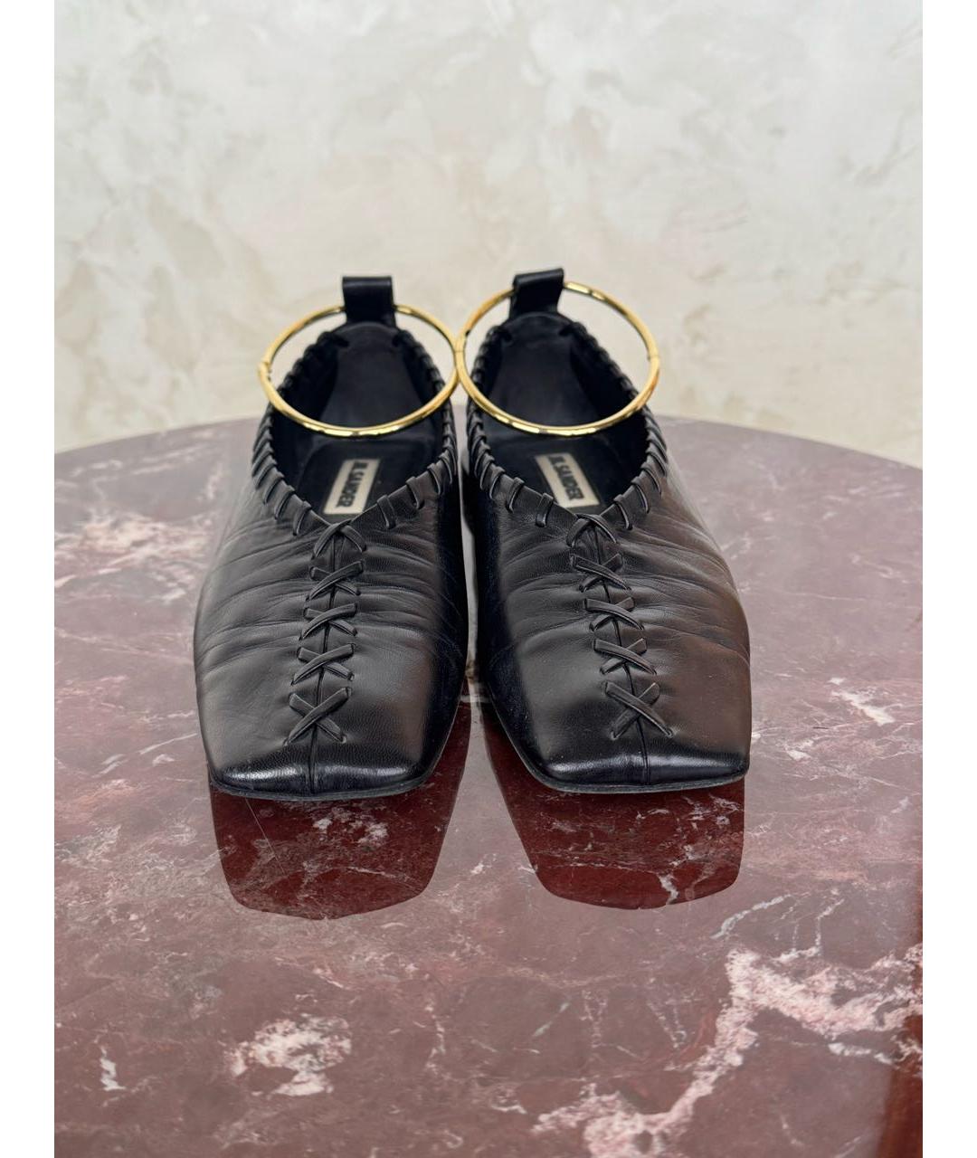 JIL SANDER Черные кожаные балетки, фото 3