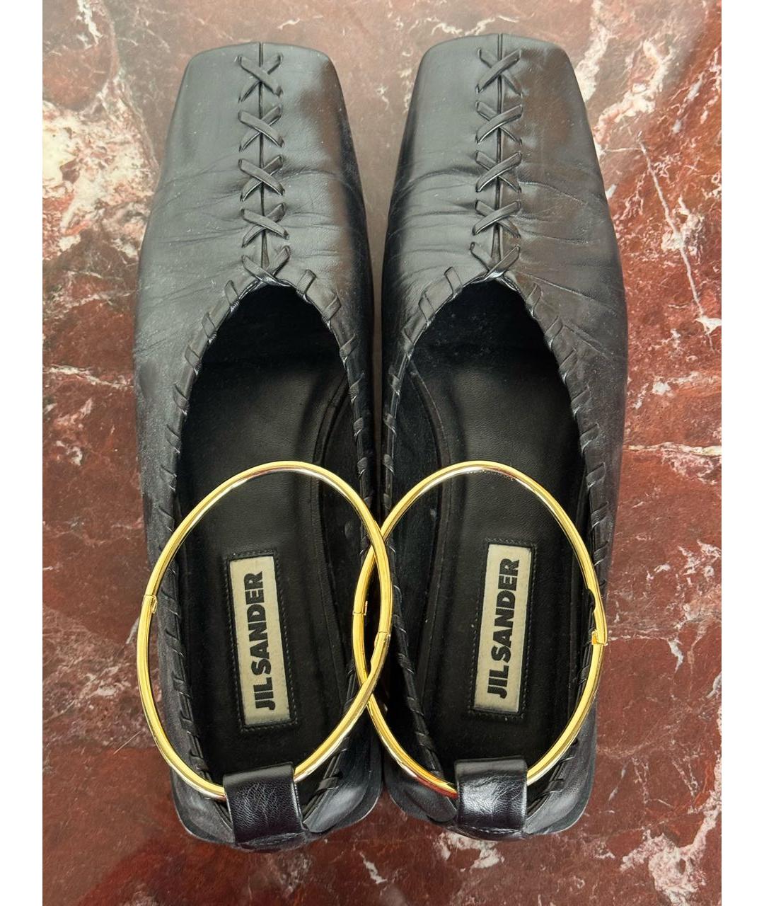 JIL SANDER Черные кожаные балетки, фото 8