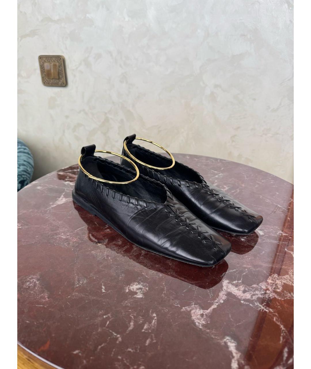 JIL SANDER Черные кожаные балетки, фото 2