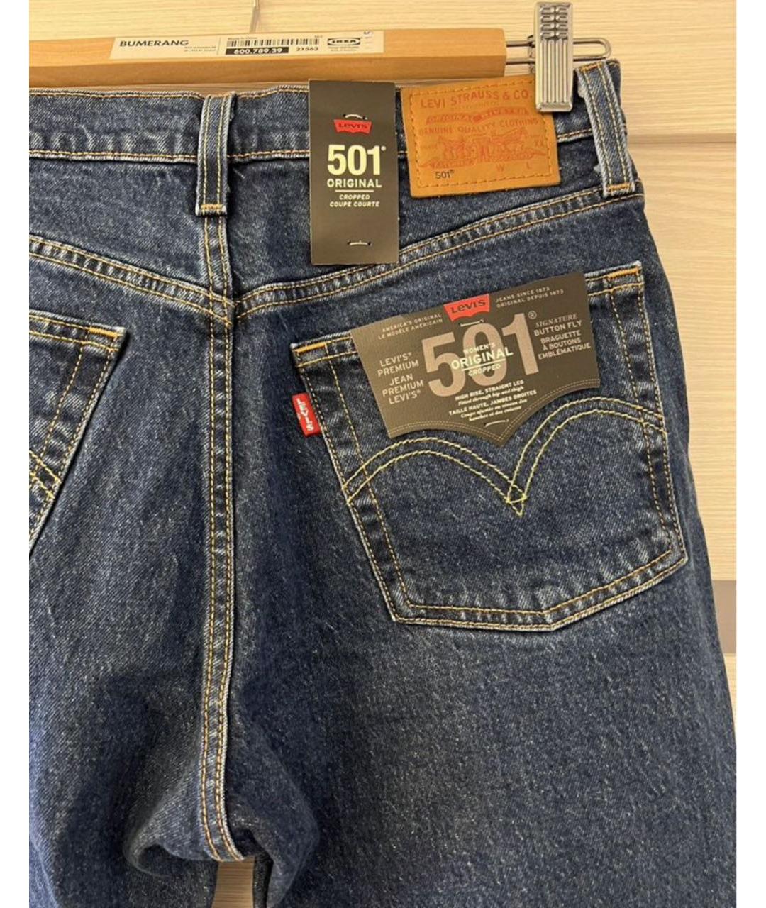 LEVI'S Синие хлопковые прямые джинсы, фото 2