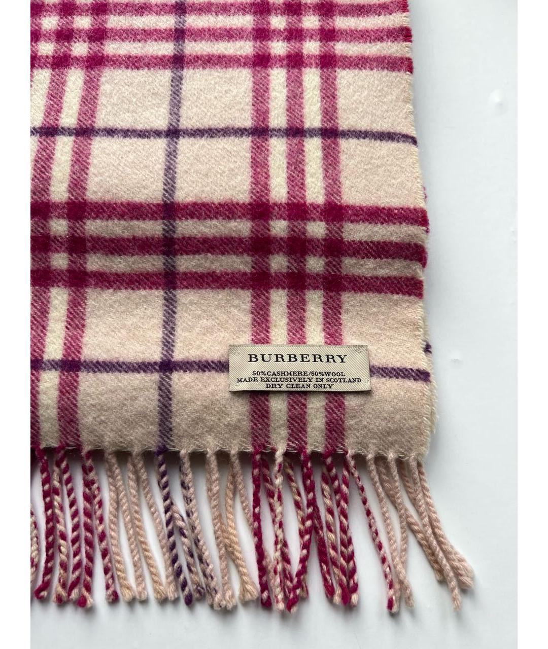 BURBERRY Розовый кашемировый шарф, фото 3