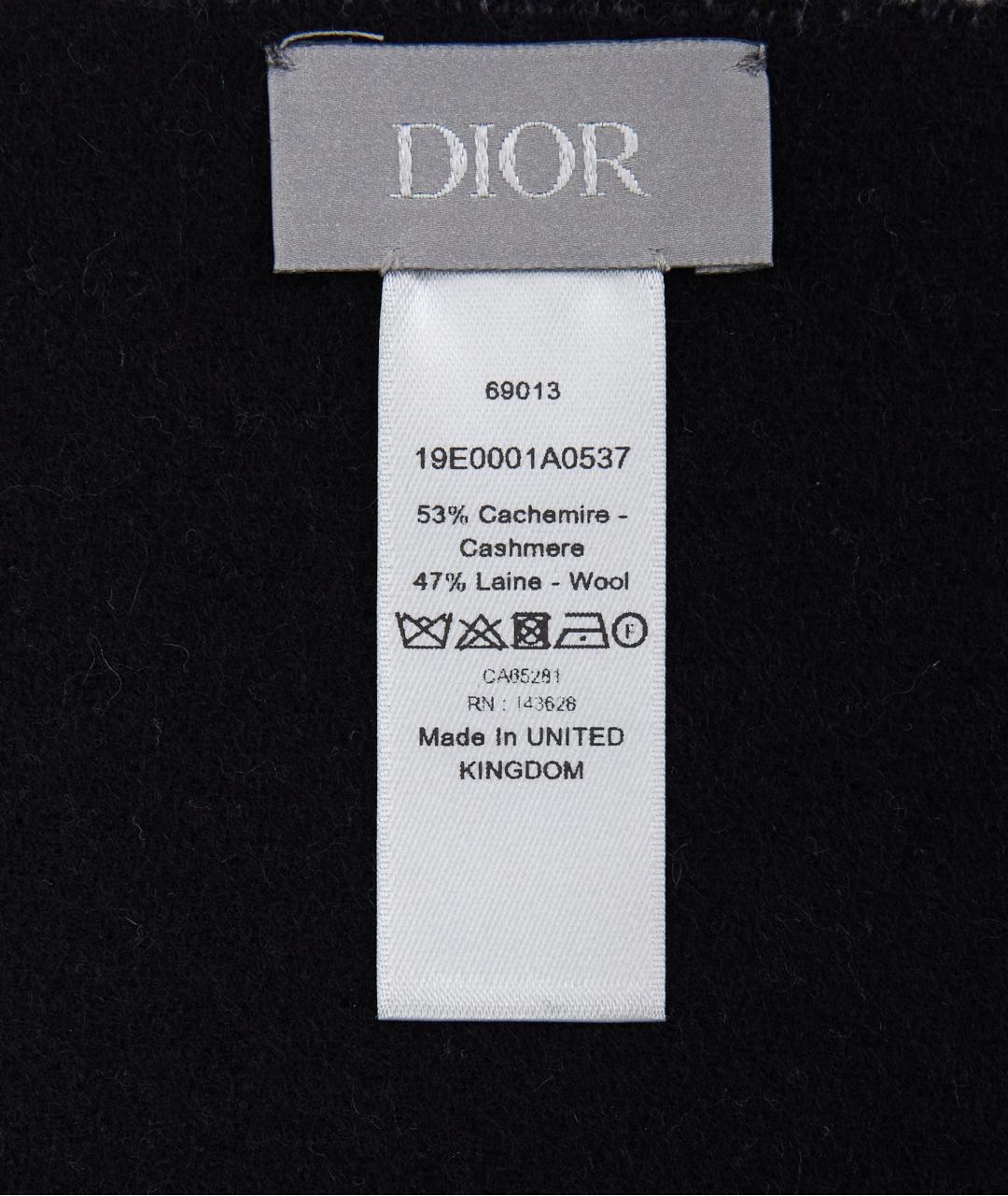 CHRISTIAN DIOR Серый кашемировый шарф, фото 3