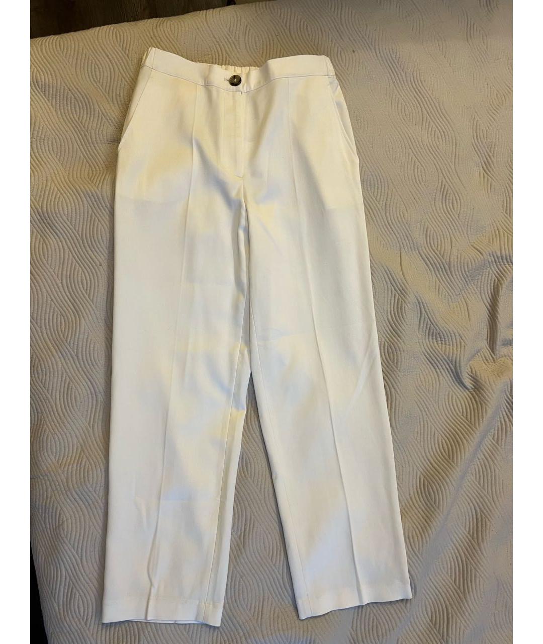 FALCONERI Белые шерстяные прямые брюки, фото 5