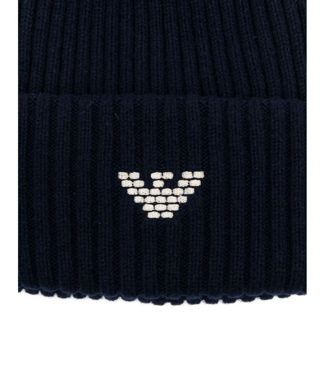 EMPORIO ARMANI Темно-синяя шерстяная кепка/бейсболка, фото 2