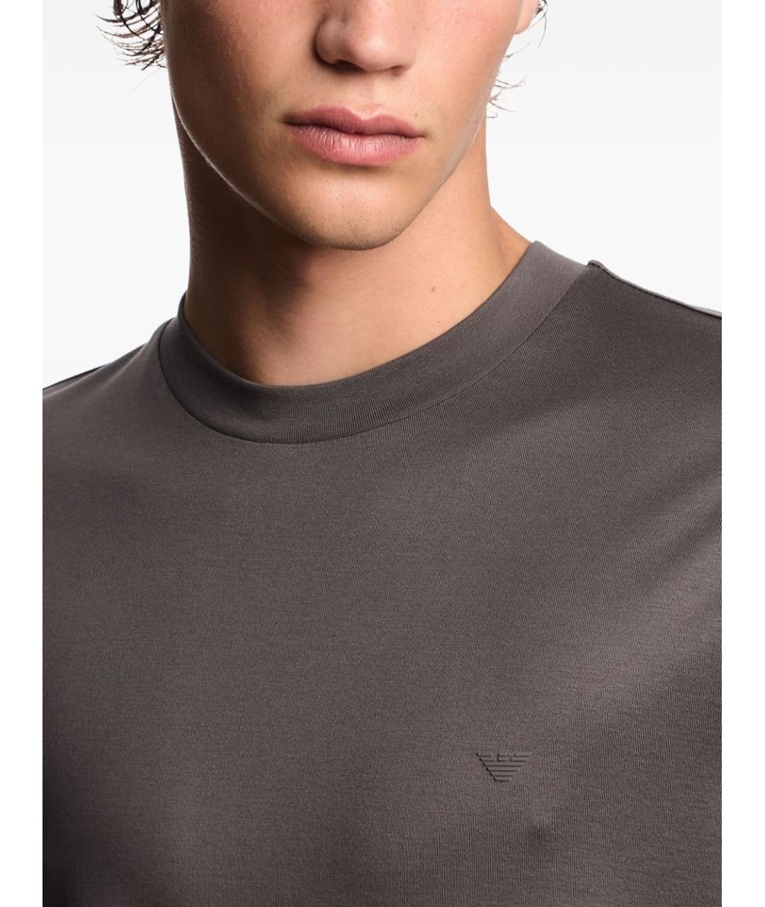 EMPORIO ARMANI Серая хлопковая футболка, фото 3
