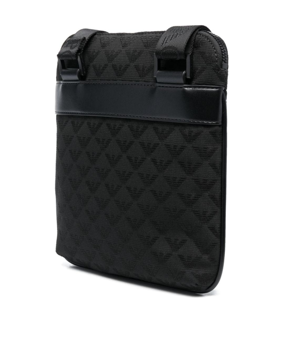 EMPORIO ARMANI Черная хлопковая сумка на плечо, фото 3