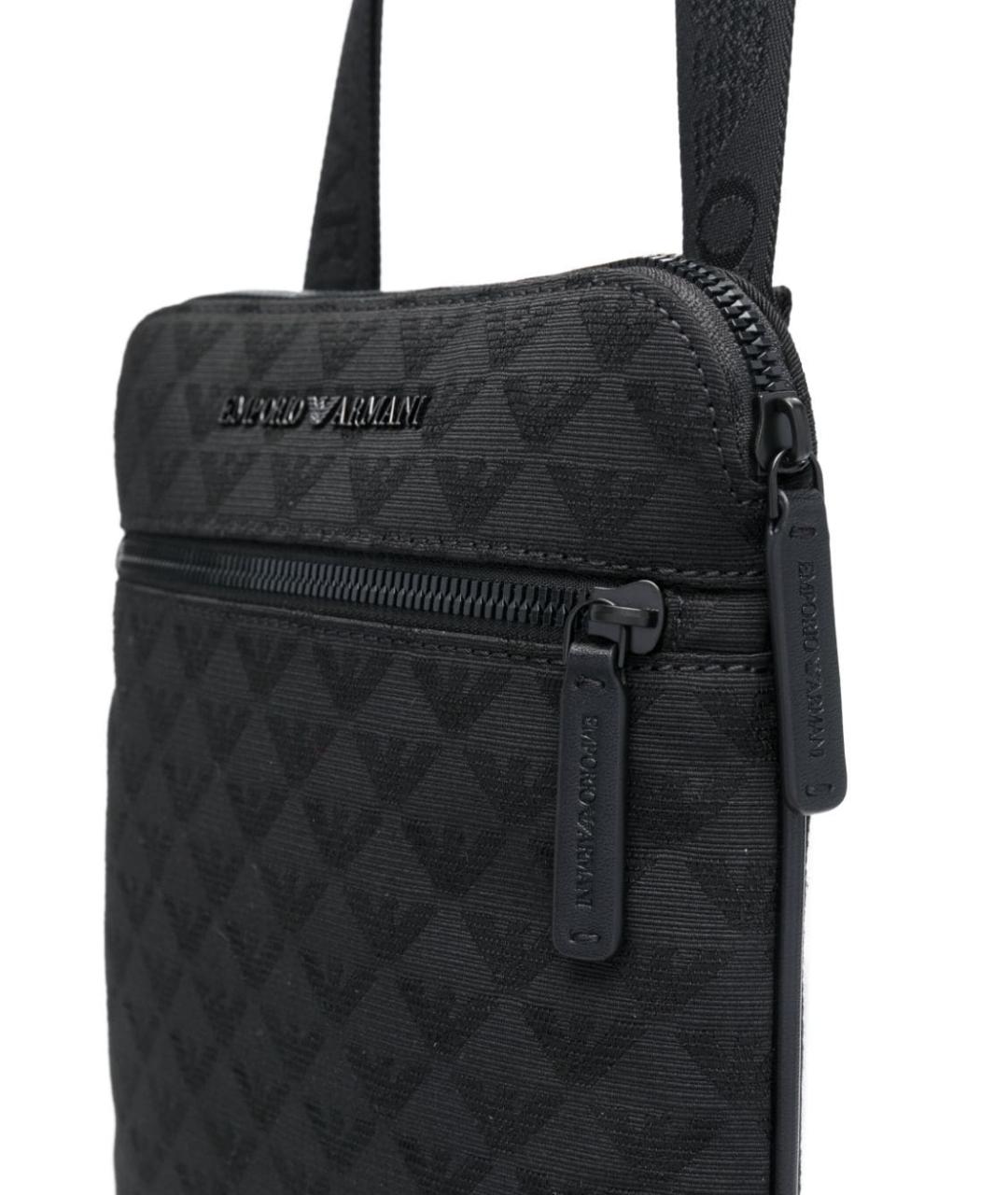 EMPORIO ARMANI Черная хлопковая сумка на плечо, фото 4