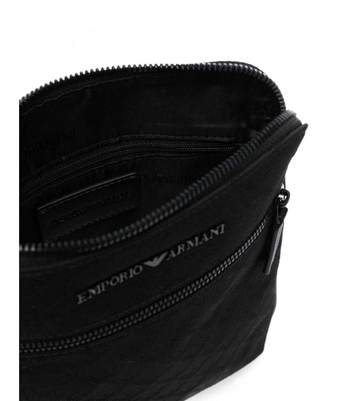 EMPORIO ARMANI Черная хлопковая сумка на плечо, фото 2