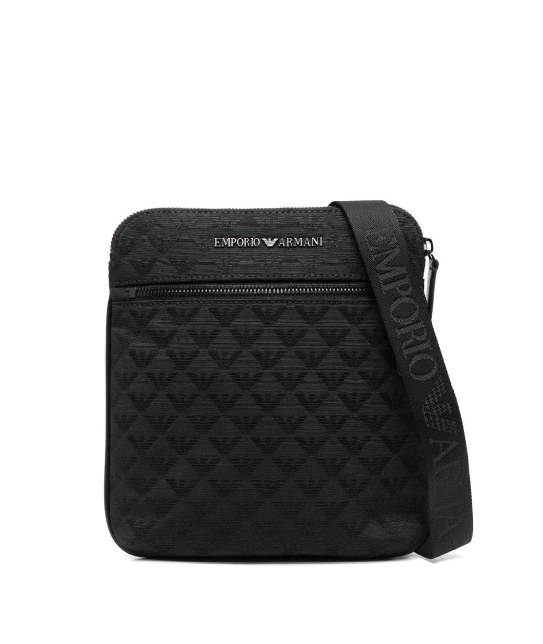 EMPORIO ARMANI Черная хлопковая сумка на плечо, фото 1