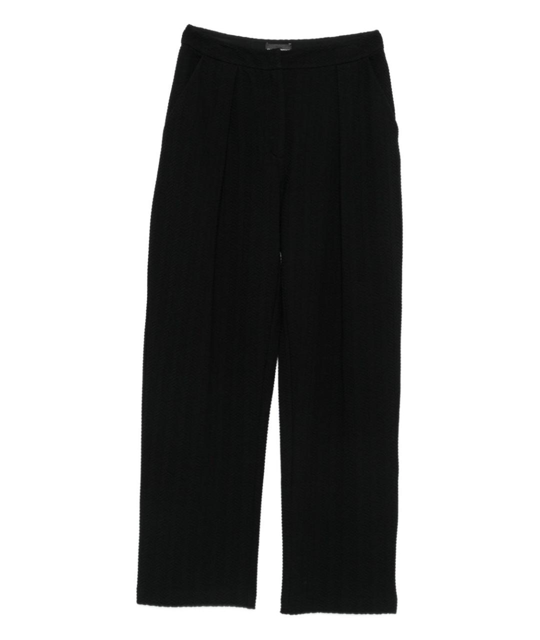 EMPORIO ARMANI Черные хлопковые прямые брюки, фото 1