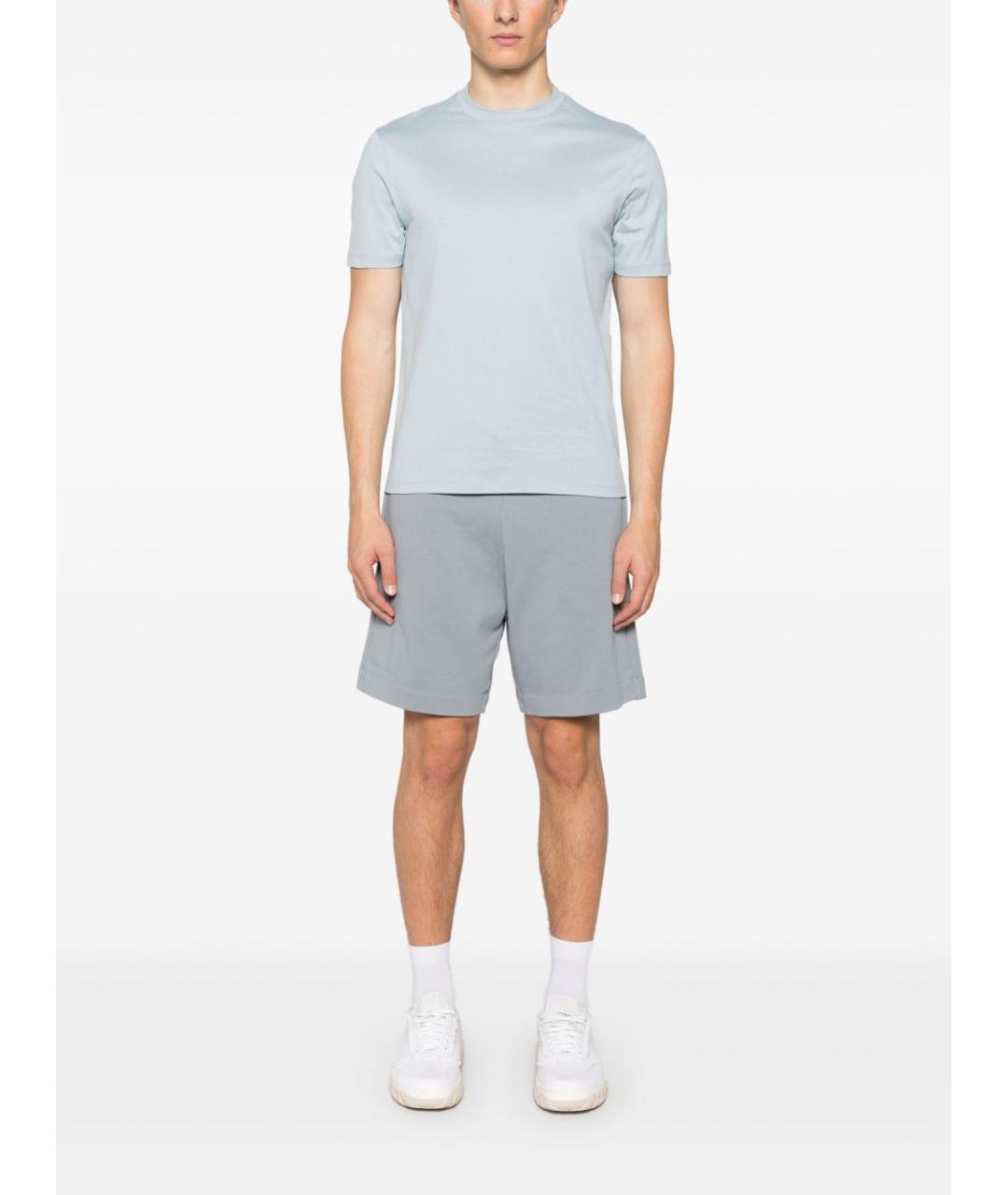 EMPORIO ARMANI Голубая хлопковая футболка, фото 4