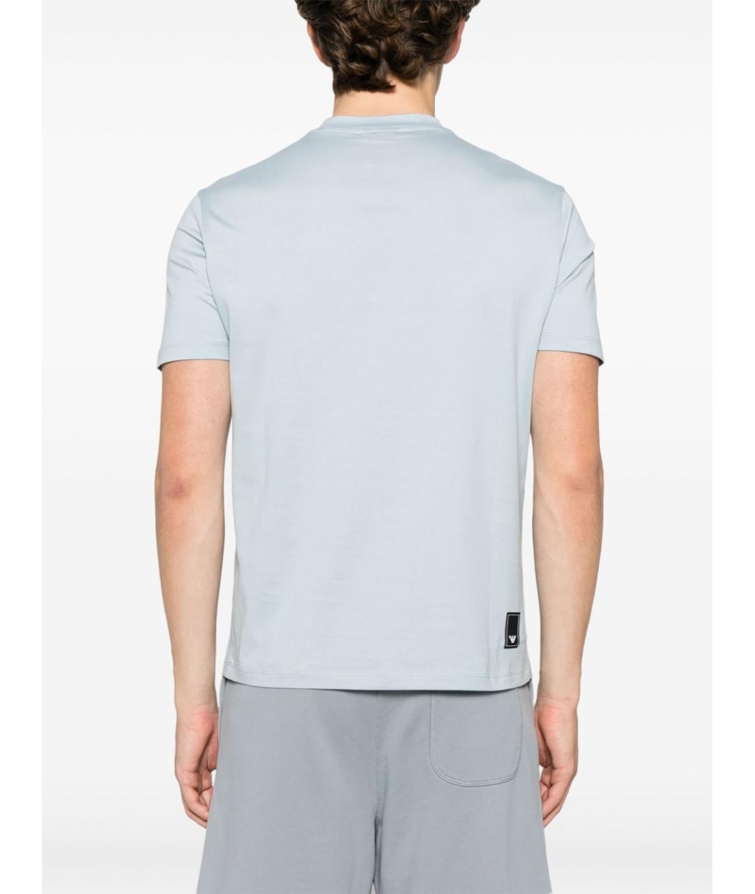 EMPORIO ARMANI Голубая хлопковая футболка, фото 2