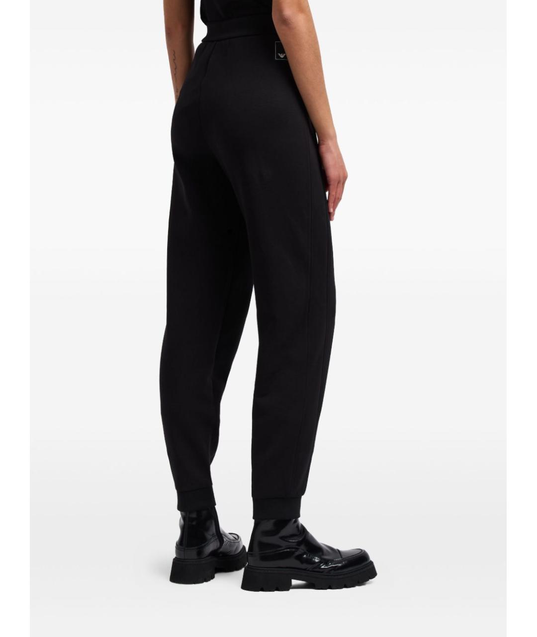 EMPORIO ARMANI Черные хлопковые прямые брюки, фото 3