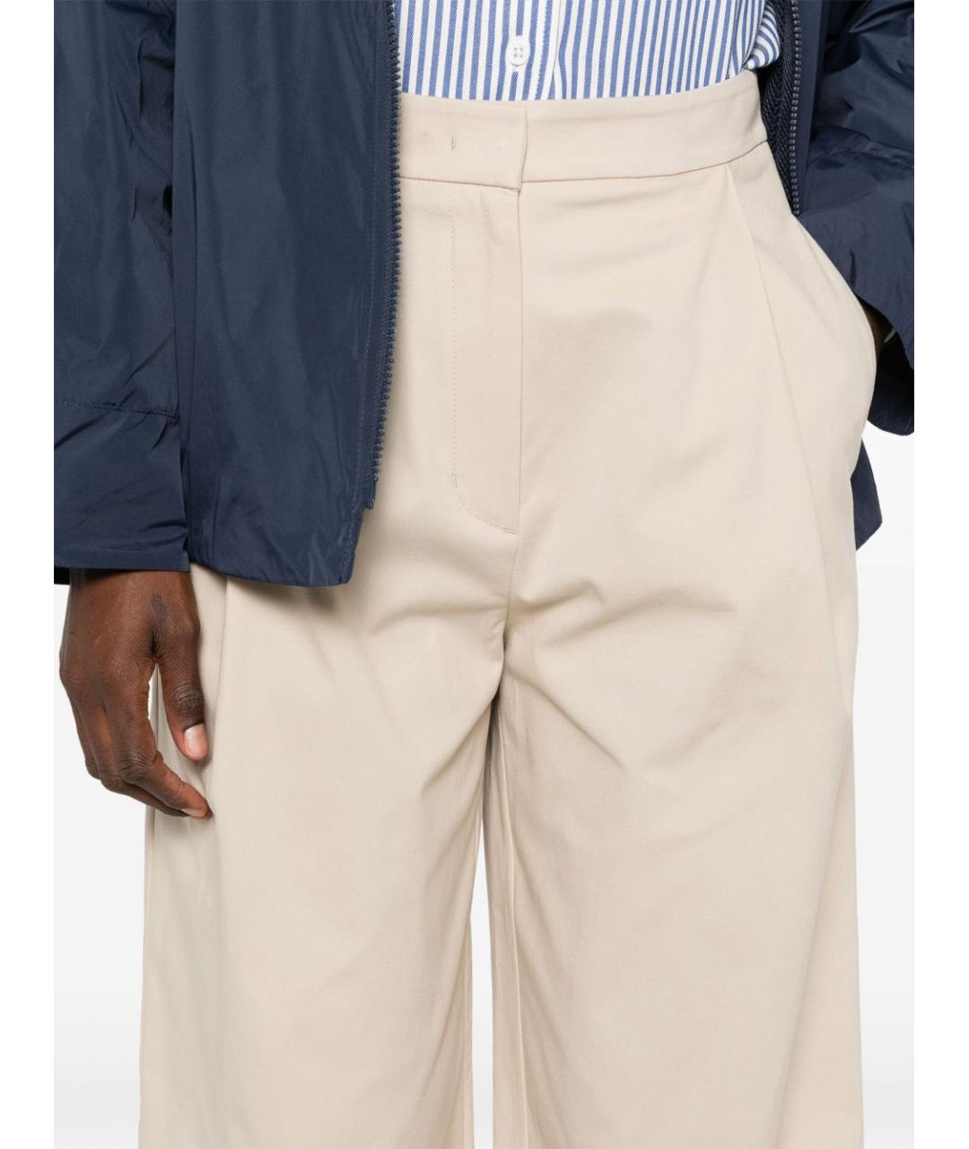 EMPORIO ARMANI Бежевые хлопковые прямые брюки, фото 3