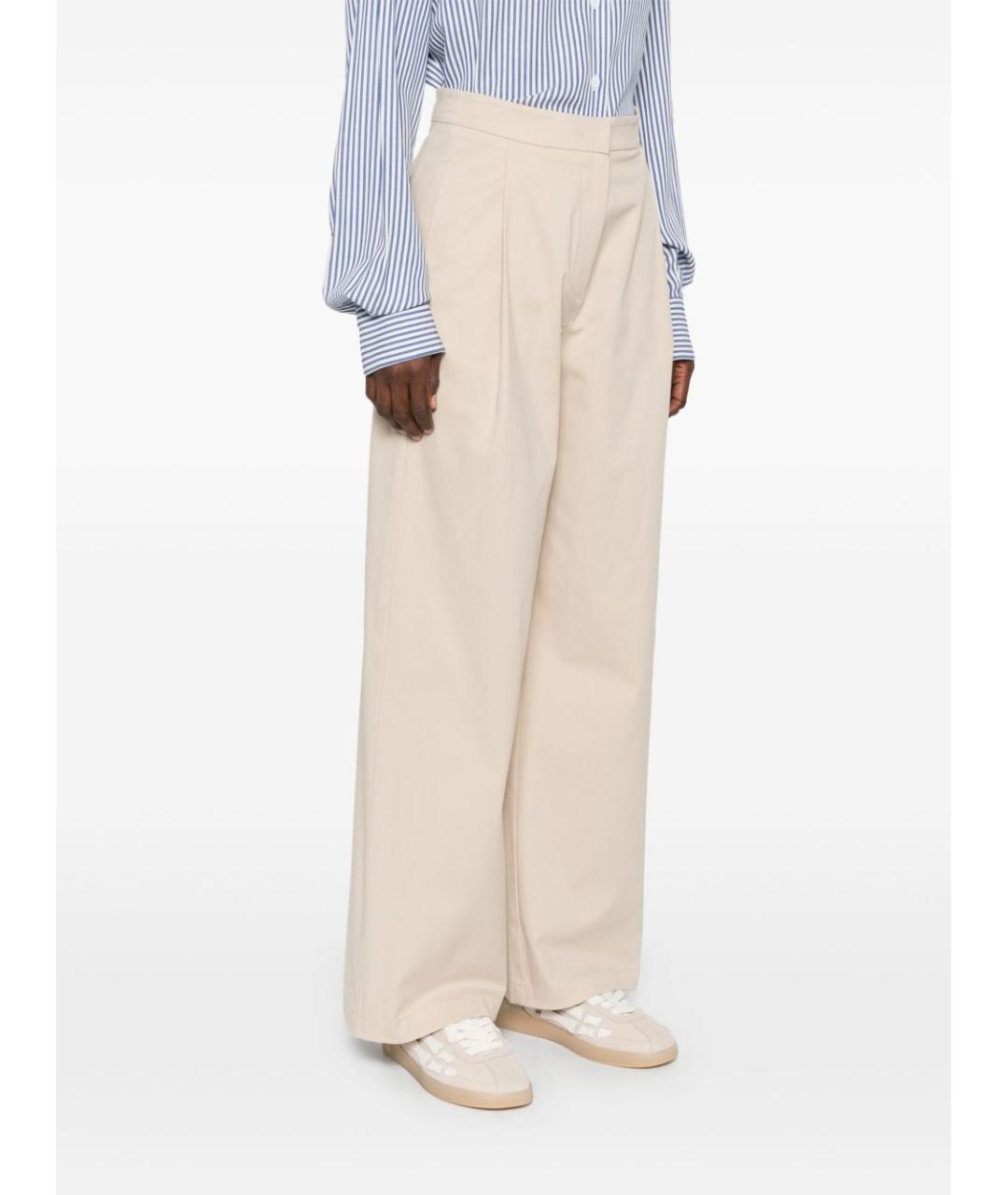 EMPORIO ARMANI Бежевые хлопковые прямые брюки, фото 2