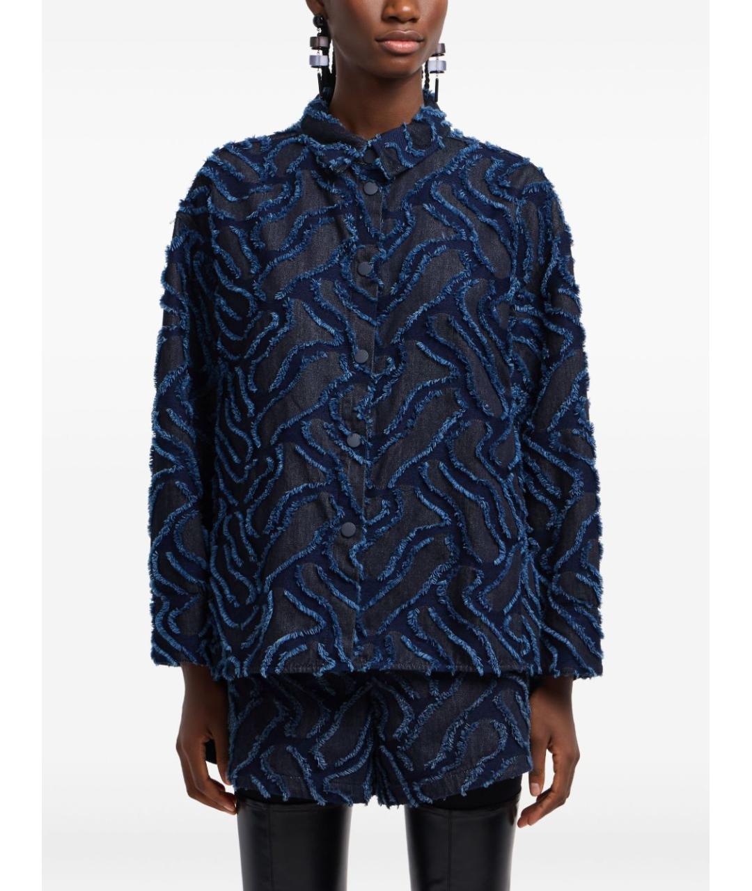 EMPORIO ARMANI Синее хлопковое пальто, фото 3