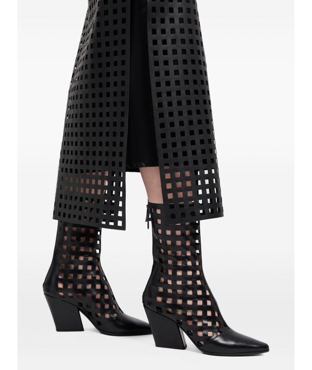 EMPORIO ARMANI Черная кожаная юбка макси, фото 4