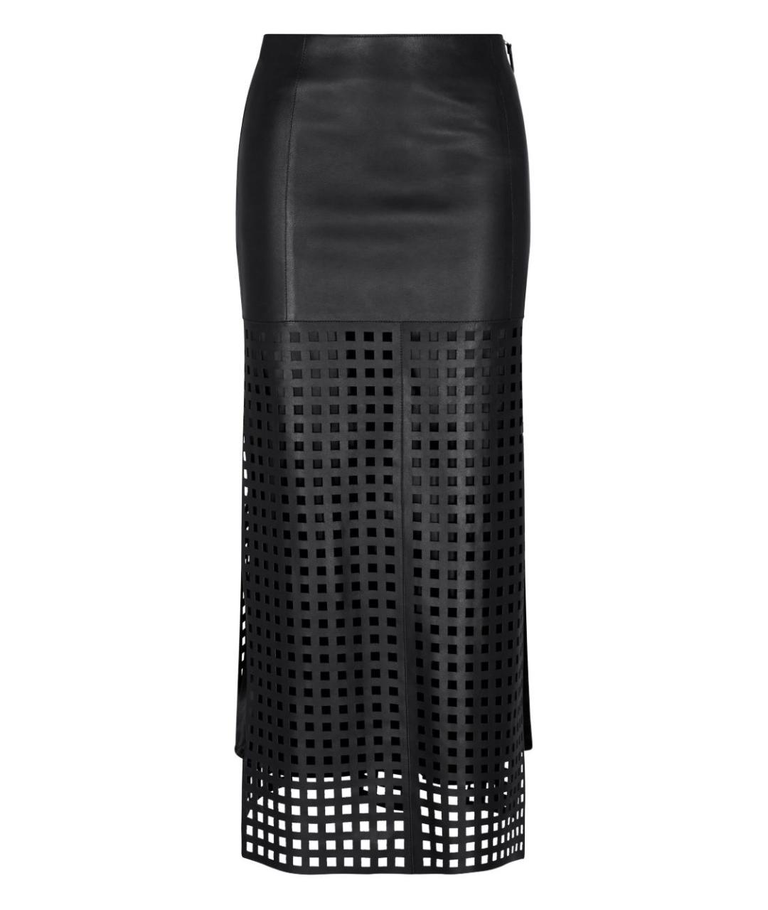 EMPORIO ARMANI Черная кожаная юбка макси, фото 1
