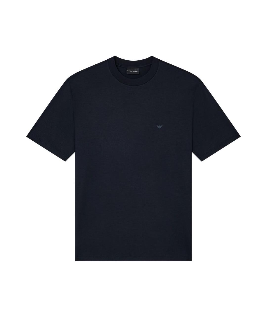 EMPORIO ARMANI Синяя хлопковая футболка, фото 2