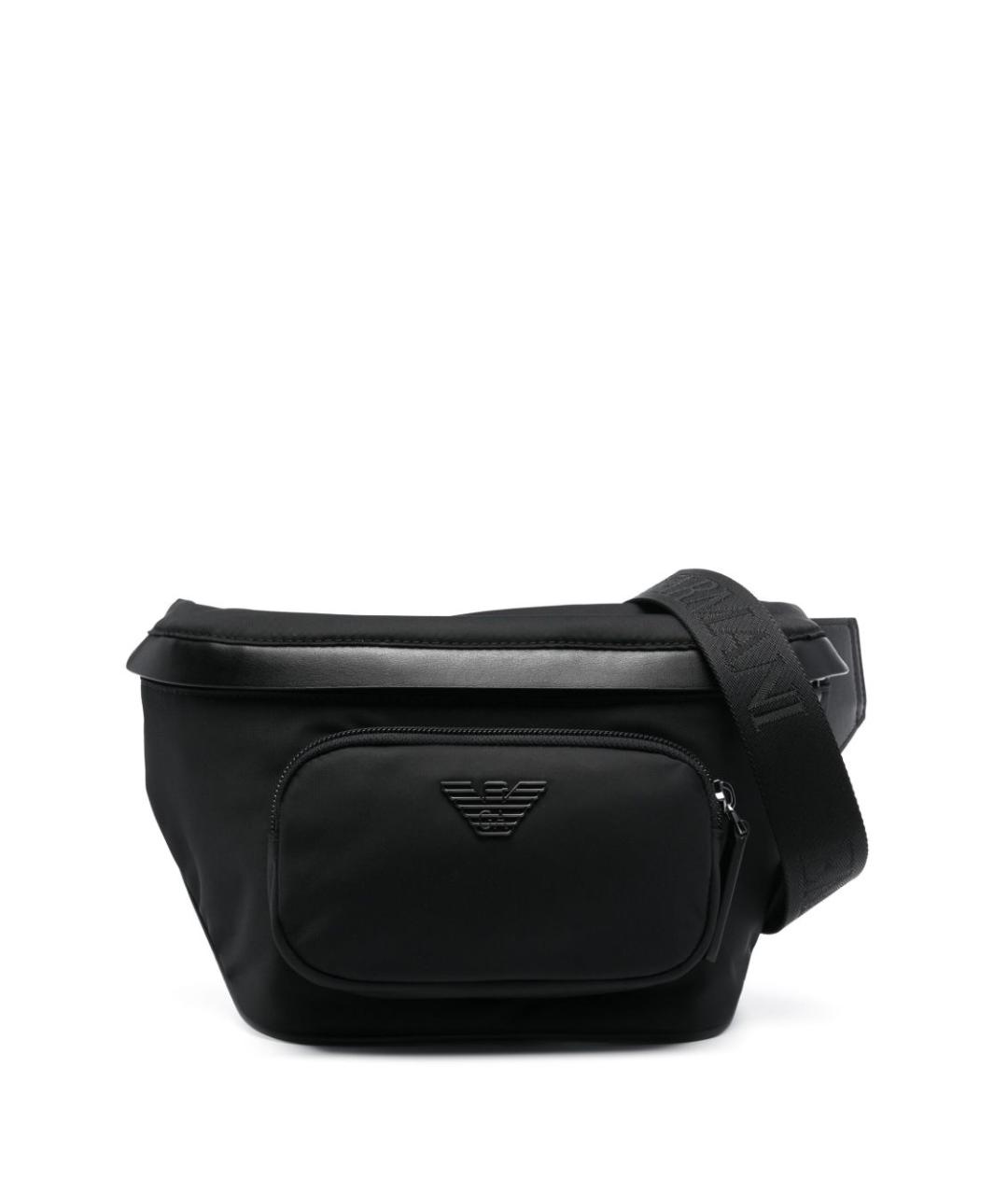 EMPORIO ARMANI Черная синтетическая поясная сумка, фото 1