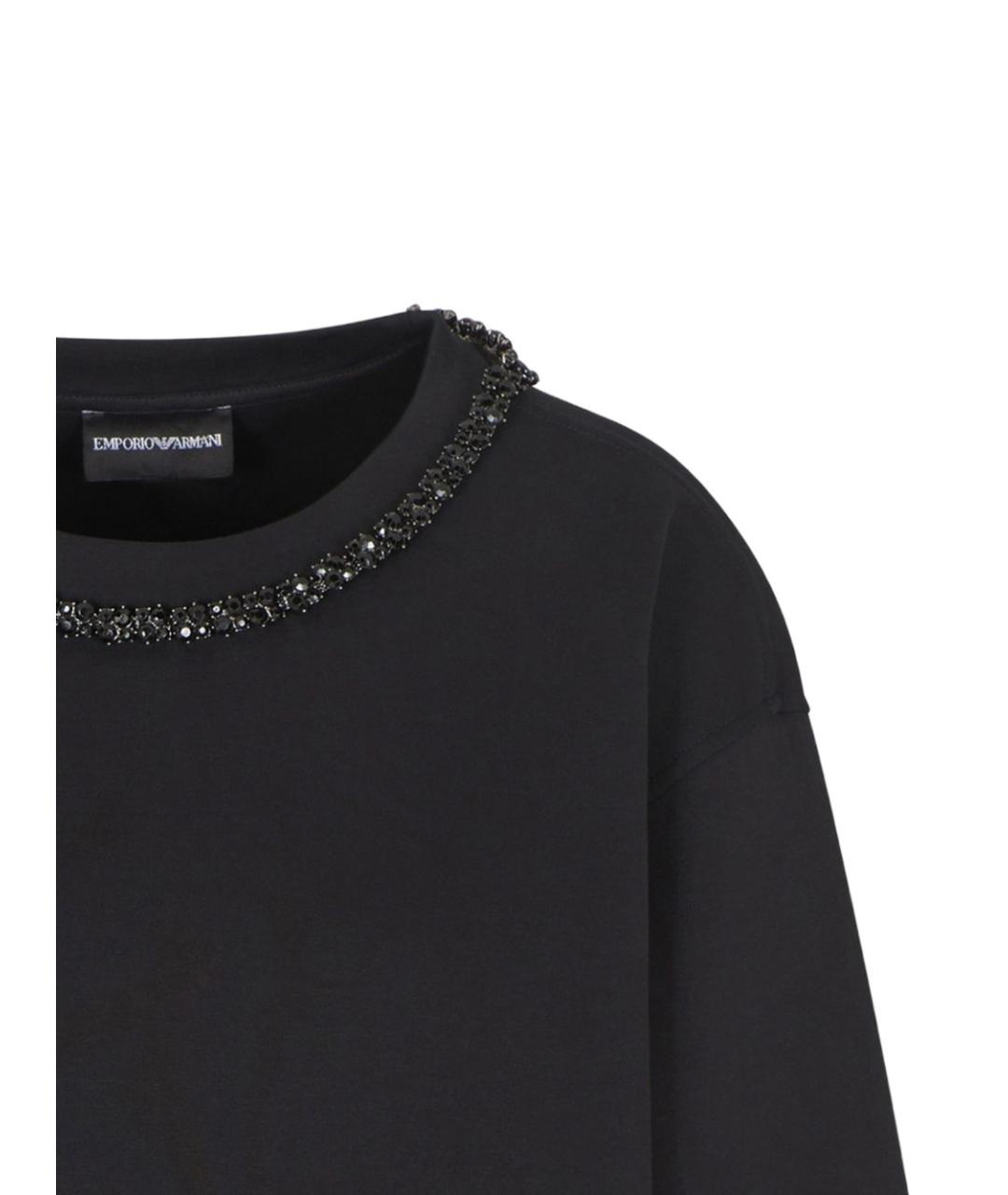 EMPORIO ARMANI Черный хлопковый джемпер / свитер, фото 2