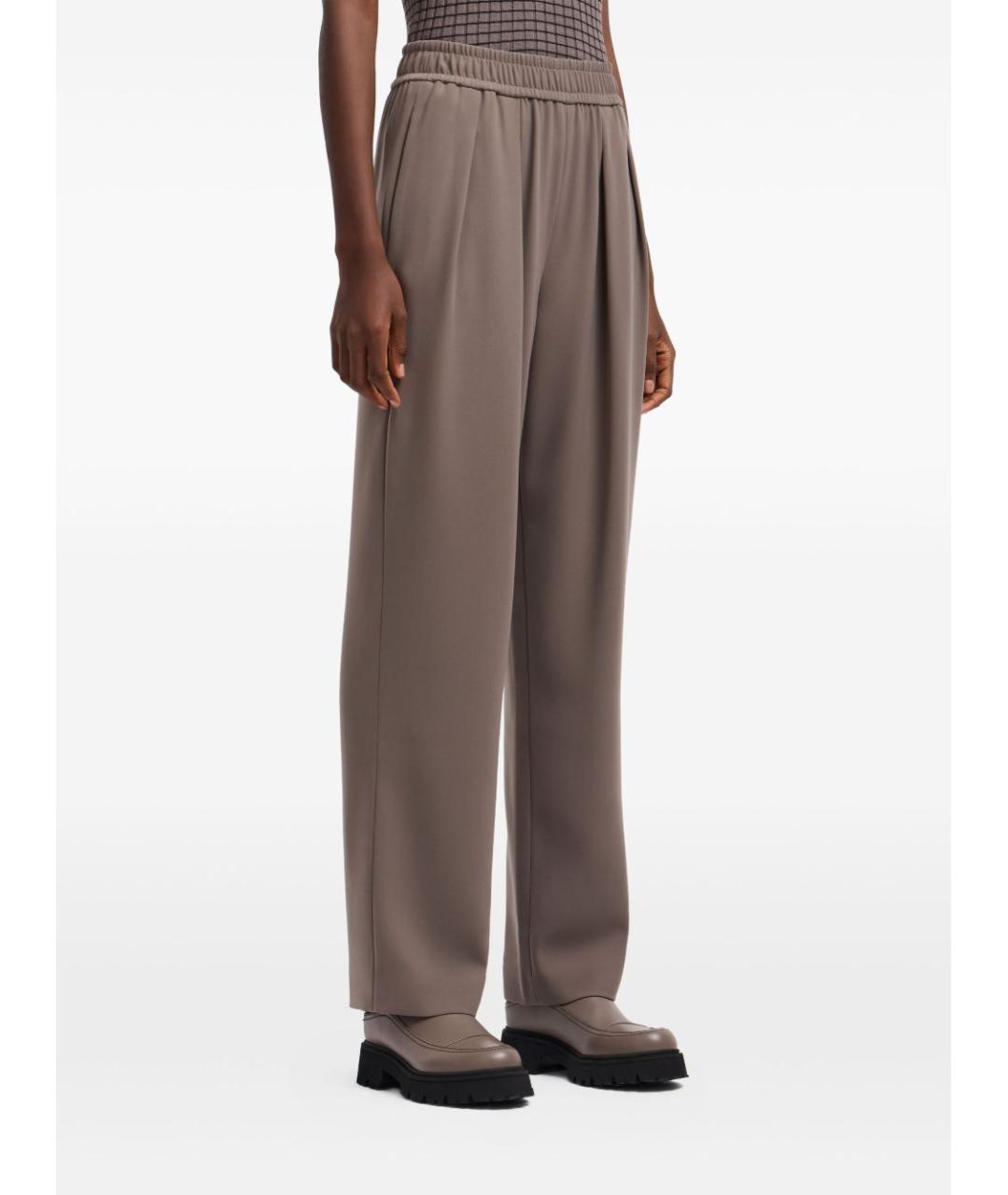 EMPORIO ARMANI Серые полиэстеровые прямые брюки, фото 3