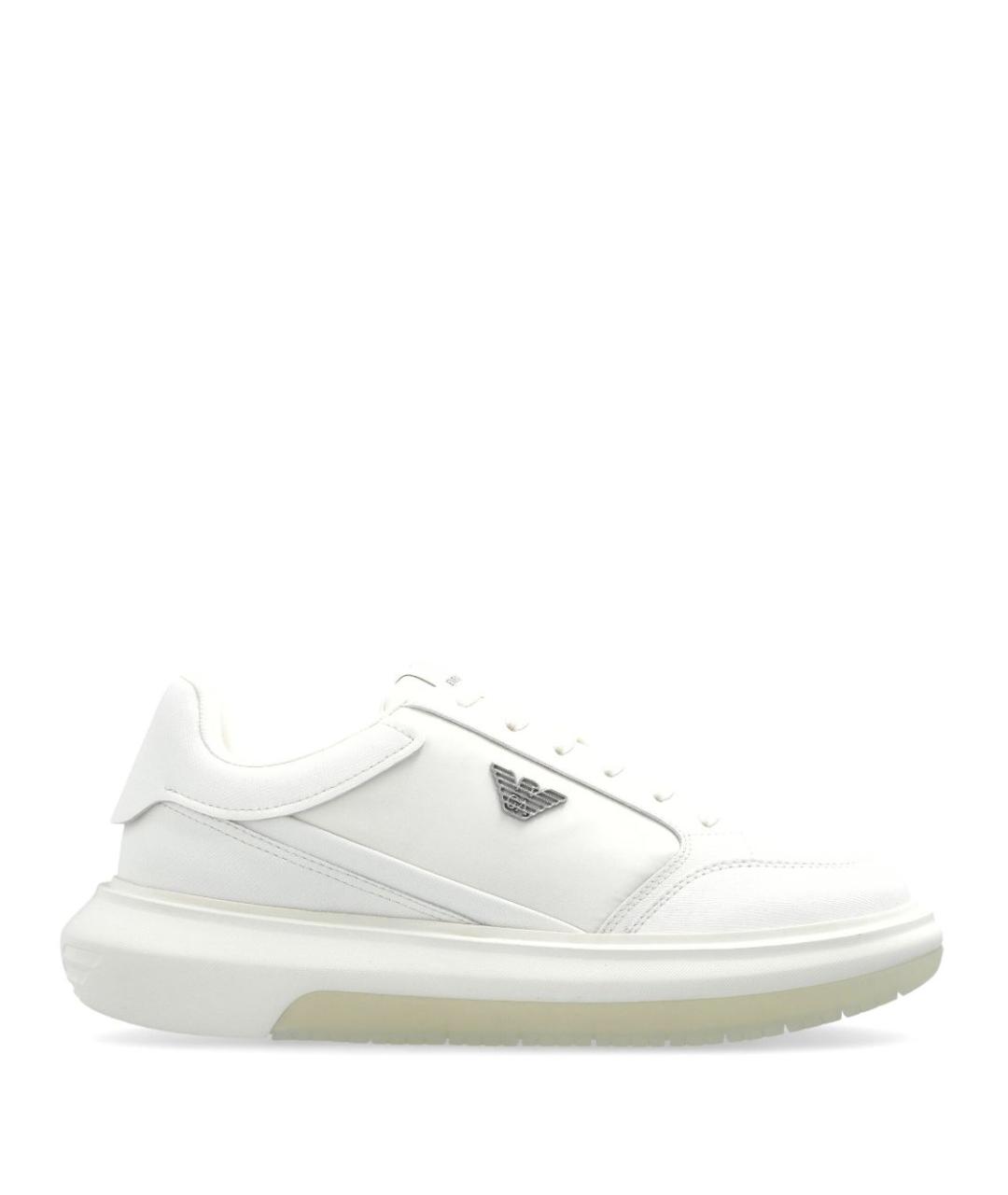 EMPORIO ARMANI Белые синтетические низкие кроссовки / кеды, фото 1