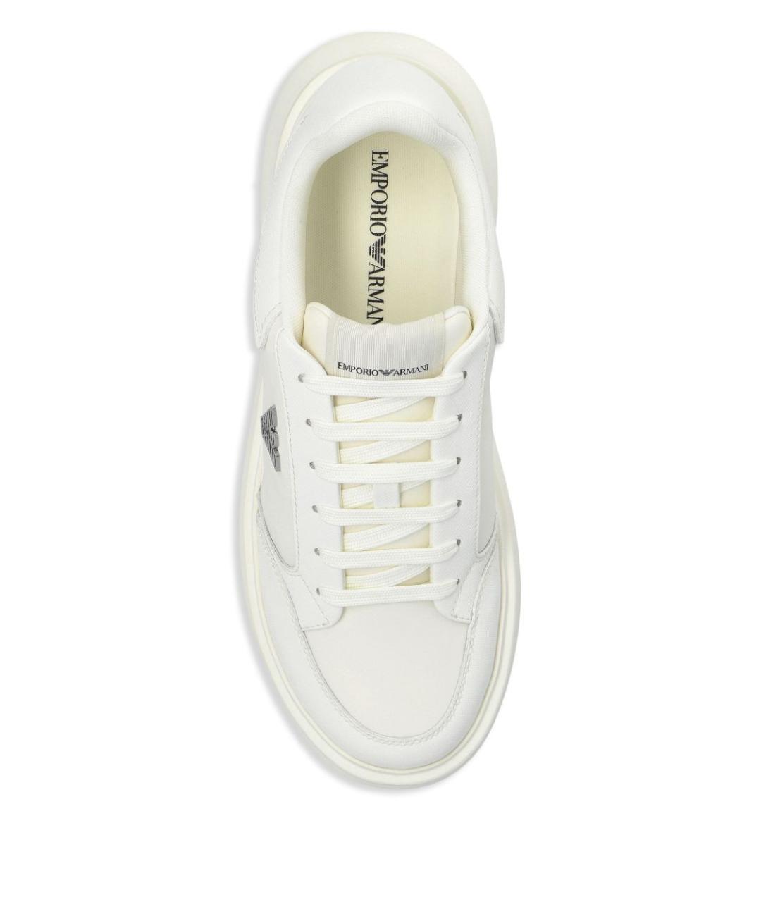 EMPORIO ARMANI Белые синтетические низкие кроссовки / кеды, фото 4