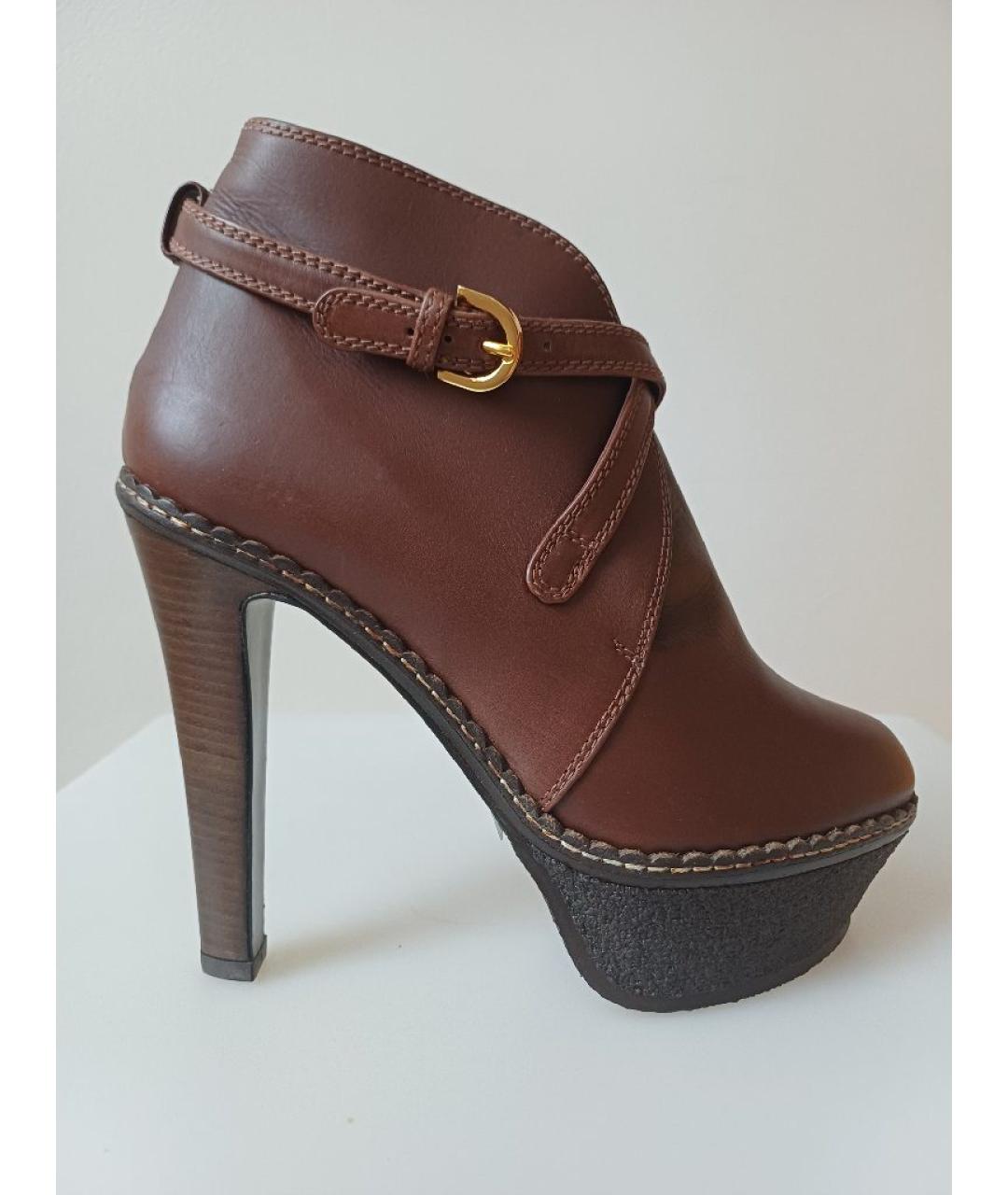 SERGIO ROSSI Коричневые кожаные ботильоны, фото 8